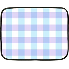 Gingham Duo Aqua On Lavender Double Sided Fleece Blanket (mini)  by retrotoomoderndesigns