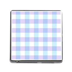 Gingham Duo Aqua On Lavender Memory Card Reader (square 5 Slot) by retrotoomoderndesigns