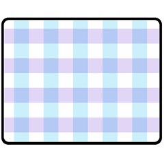 Gingham Duo Aqua On Lavender Fleece Blanket (medium) 