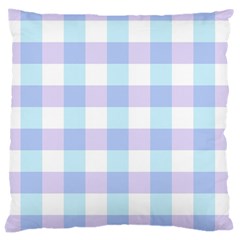 Gingham Duo Aqua On Lavender Large Cushion Case (one Side) by retrotoomoderndesigns