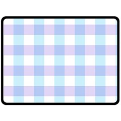 Gingham Duo Aqua On Lavender Double Sided Fleece Blanket (large)  by retrotoomoderndesigns