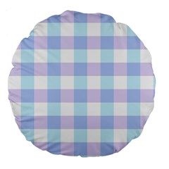 Gingham Duo Aqua On Lavender Large 18  Premium Flano Round Cushions by retrotoomoderndesigns