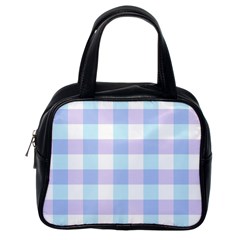 Gingham Duo Aqua On Lavender Classic Handbag (one Side) by retrotoomoderndesigns