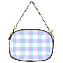 Gingham Duo Aqua On Lavender Chain Purse (one Side) by retrotoomoderndesigns