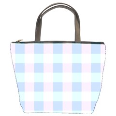 Gingham Duo Aqua On Lavender Bucket Bag by retrotoomoderndesigns