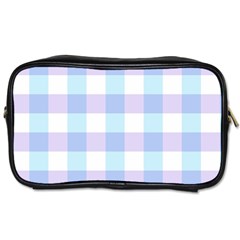 Gingham Duo Aqua On Lavender Toiletries Bag (one Side) by retrotoomoderndesigns