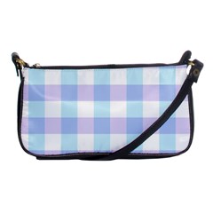 Gingham Duo Aqua On Lavender Shoulder Clutch Bag by retrotoomoderndesigns