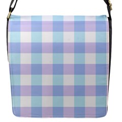 Gingham Duo Aqua On Lavender Flap Closure Messenger Bag (s) by retrotoomoderndesigns