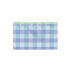 Gingham Duo Aqua On Lavender Cosmetic Bag (xs) by retrotoomoderndesigns