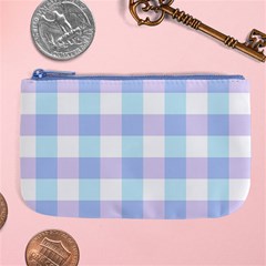 Gingham Duo Aqua On Lavender Large Coin Purse by retrotoomoderndesigns