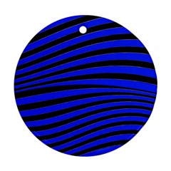 Black And Blue Linear Abstract Print Ornament (round) by dflcprintsclothing