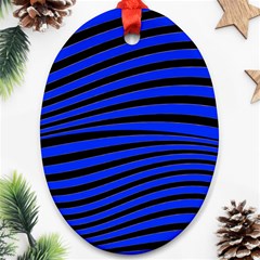 Black And Blue Linear Abstract Print Ornament (oval) by dflcprintsclothing