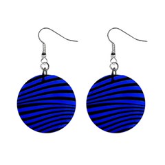 Black And Blue Linear Abstract Print Mini Button Earrings