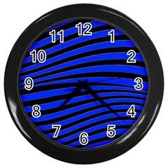 Black And Blue Linear Abstract Print Wall Clock (black)