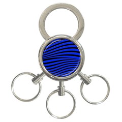 Black And Blue Linear Abstract Print 3-ring Key Chains by dflcprintsclothing