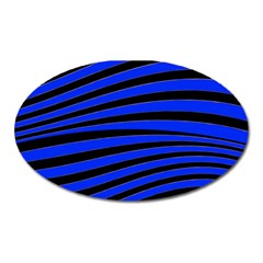 Black And Blue Linear Abstract Print Oval Magnet