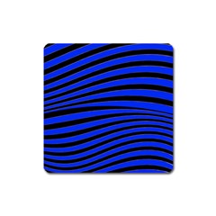 Black And Blue Linear Abstract Print Square Magnet by dflcprintsclothing