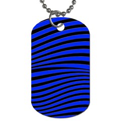 Black And Blue Linear Abstract Print Dog Tag (one Side) by dflcprintsclothing