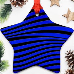 Black And Blue Linear Abstract Print Star Ornament (two Sides)