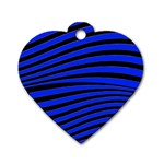 Black And Blue Linear Abstract Print Dog Tag Heart (One Side) Front