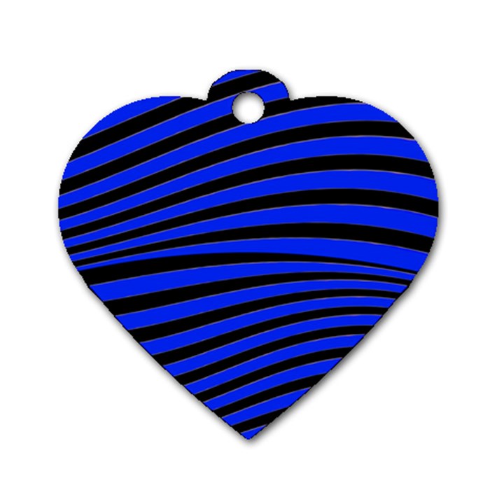 Black And Blue Linear Abstract Print Dog Tag Heart (One Side)