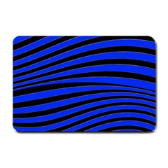 Black And Blue Linear Abstract Print Small Doormat  by dflcprintsclothing