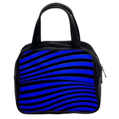 Black And Blue Linear Abstract Print Classic Handbag (two Sides) by dflcprintsclothing