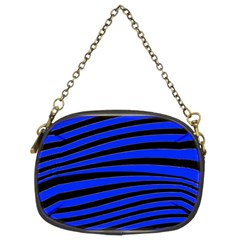 Black And Blue Linear Abstract Print Chain Purse (two Sides) by dflcprintsclothing