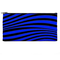 Black And Blue Linear Abstract Print Pencil Cases