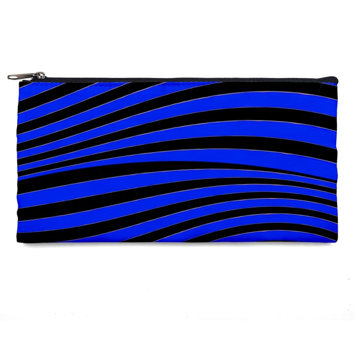 Black And Blue Linear Abstract Print Pencil Cases