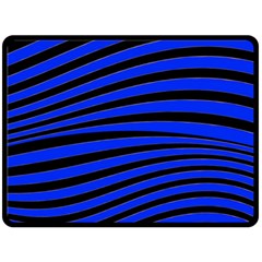 Black And Blue Linear Abstract Print Fleece Blanket (large)  by dflcprintsclothing