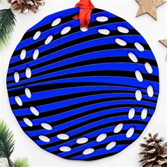 Black And Blue Linear Abstract Print Ornament (round Filigree) by dflcprintsclothing