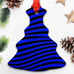 Black And Blue Linear Abstract Print Ornament (christmas Tree)  by dflcprintsclothing