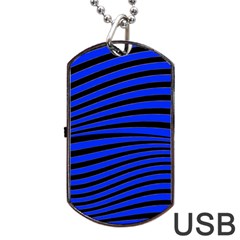 Black And Blue Linear Abstract Print Dog Tag Usb Flash (one Side) by dflcprintsclothing