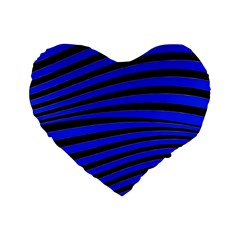 Black And Blue Linear Abstract Print Standard 16  Premium Heart Shape Cushions by dflcprintsclothing