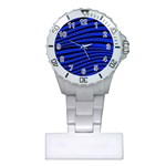 Black And Blue Linear Abstract Print Plastic Nurses Watch Front