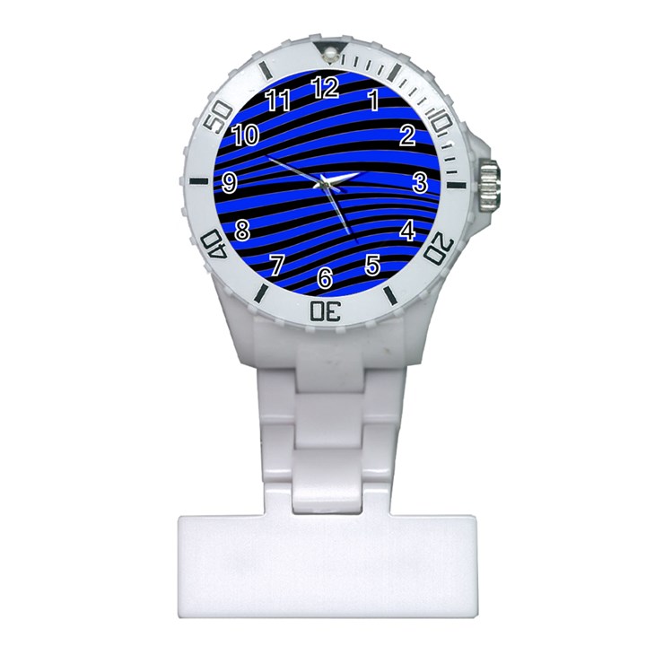 Black And Blue Linear Abstract Print Plastic Nurses Watch