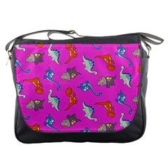 Dinosaurs - Fuchsia Messenger Bag