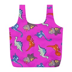 Dinosaurs - Fuchsia Full Print Recycle Bag (L)