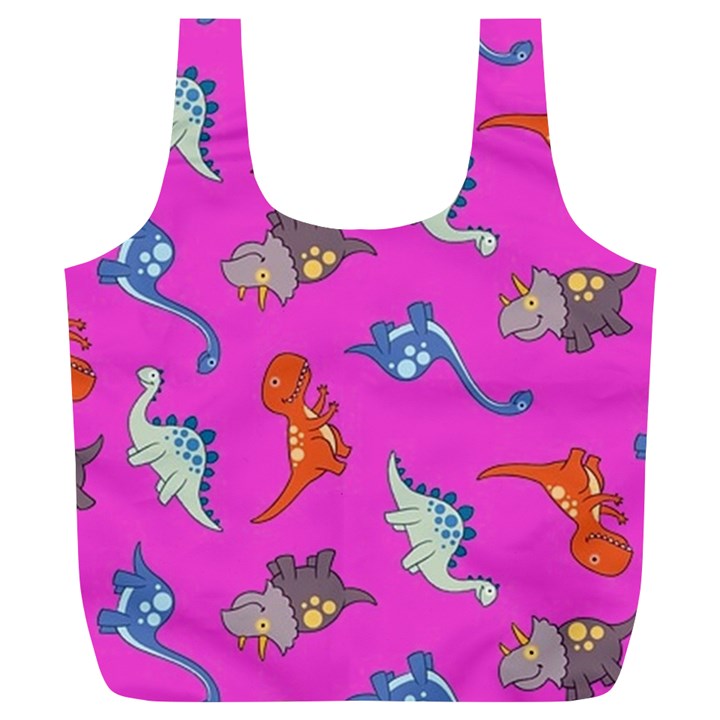 Dinosaurs - Fuchsia Full Print Recycle Bag (XL)