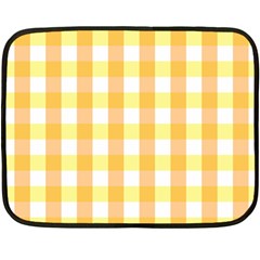 Gingham Duo Orange On Yellow Double Sided Fleece Blanket (mini)  by retrotoomoderndesigns