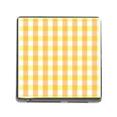 Gingham Duo Orange On Yellow Memory Card Reader (square 5 Slot) by retrotoomoderndesigns