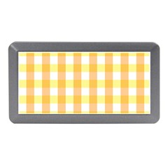 Gingham Duo Orange On Yellow Memory Card Reader (mini) by retrotoomoderndesigns