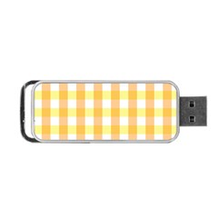 Gingham Duo Orange On Yellow Portable Usb Flash (one Side) by retrotoomoderndesigns