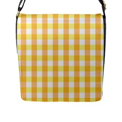 Gingham Duo Orange On Yellow Flap Closure Messenger Bag (l) by retrotoomoderndesigns