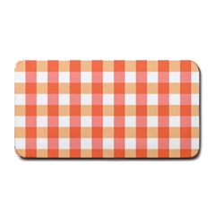 Gingham Duo Red On Orange Medium Bar Mats by retrotoomoderndesigns