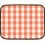 Gingham Duo Red On Orange Double Sided Fleece Blanket (Mini)  35 x27  Blanket Front