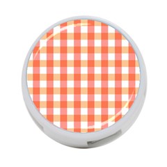 Gingham Duo Red On Orange 4-port Usb Hub (one Side) by retrotoomoderndesigns