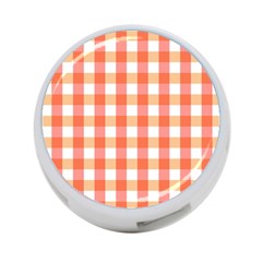 Gingham Duo Red On Orange 4-port Usb Hub (two Sides) by retrotoomoderndesigns