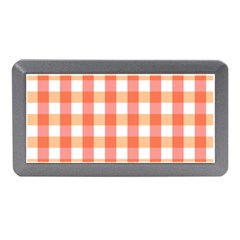 Gingham Duo Red On Orange Memory Card Reader (mini) by retrotoomoderndesigns